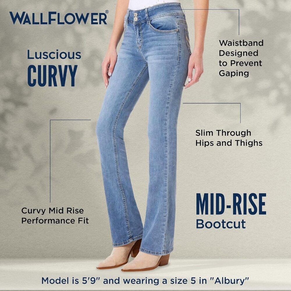 Bootcut Jeans Women Mid Rise Curvy Insta Stretch Denim Sizes 0-24 - Picture 4 of 8